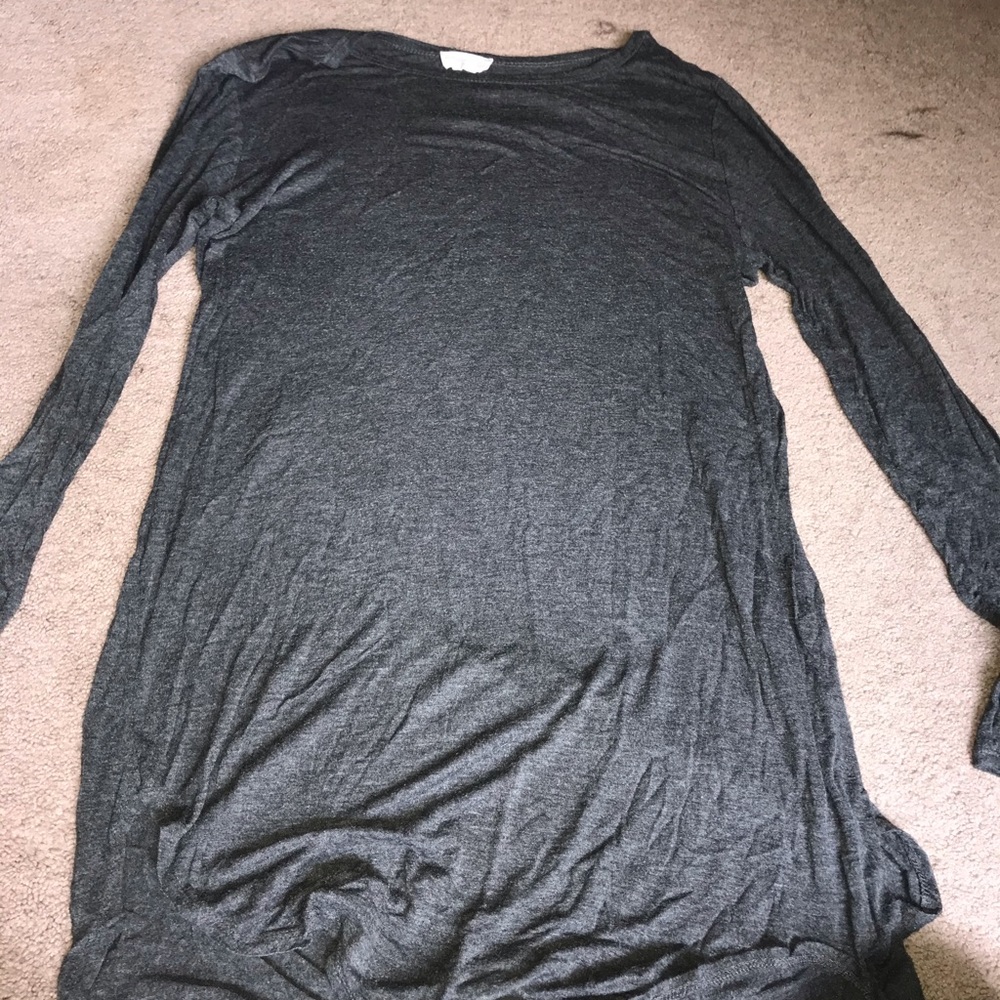 long sleeved grey tee shirt dress